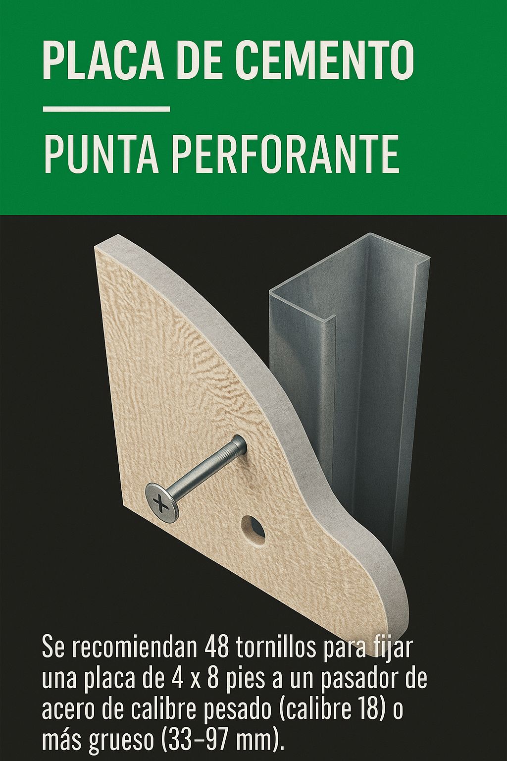 Tornillo 8x1-1/4” punta de broca (lámina cementicia)